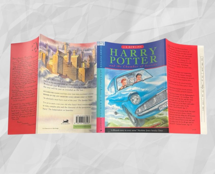 Harry Potter and the Chamber of Secrets UK unrestored proof dust jacket, rare collectible, Bloomsbury