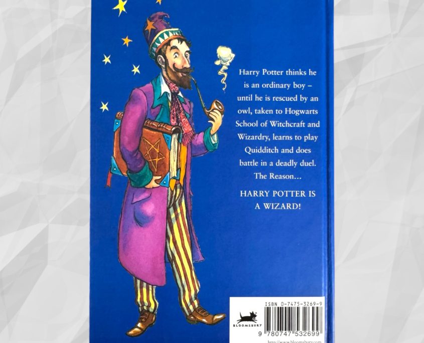 Harry Potter and the Philosopher’s Stone First UK Edition 4th Printing Hardcover – Back Cover