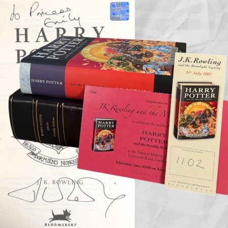 Harry Potter and the Deathly Hallows, First UK Edition, First Printing, Bloomsbury 2007, Hardcover, Signed and Inscribed by J.K. Rowling