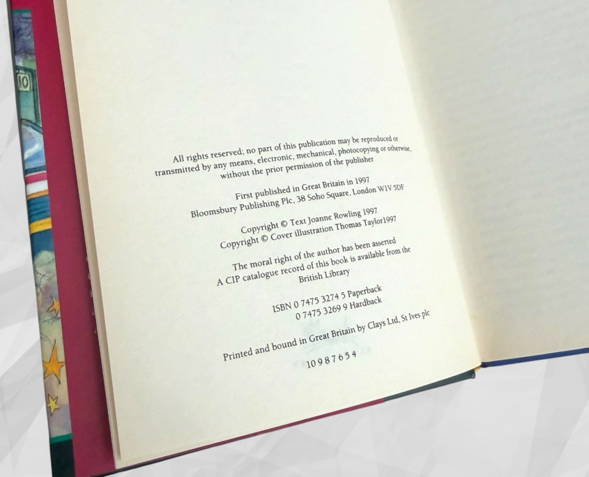 Harry Potter and the Philosopher's Stone: Copyright Page