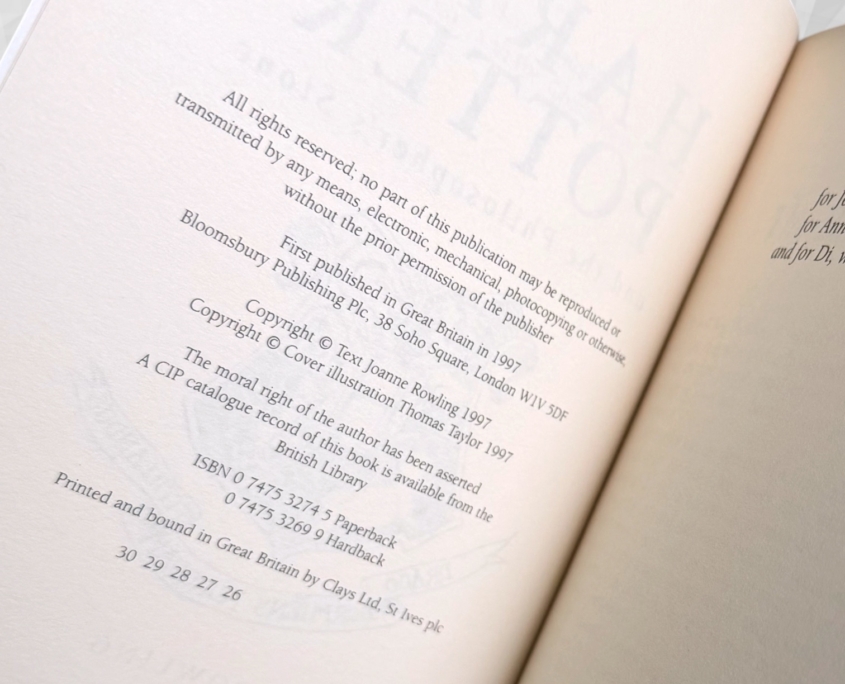 Harry Potter and the Philosopher's Stone & Chamber of Secrets: Philosophers Stone copyright page