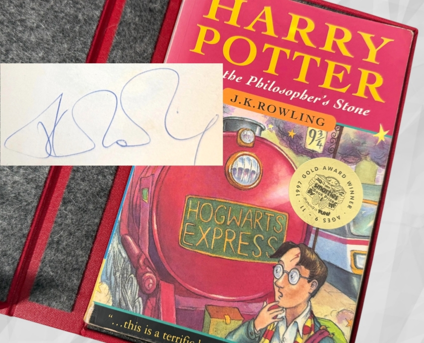 Harry Potter and the Philosopher's Stone, First UK Edition, 23rd Printing Paperback with '1 Wand' Error, Signed by J.K. Rowling